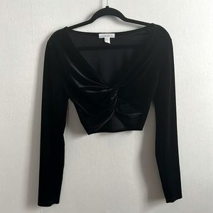 Black Velvet Long Sleeve Crop Top